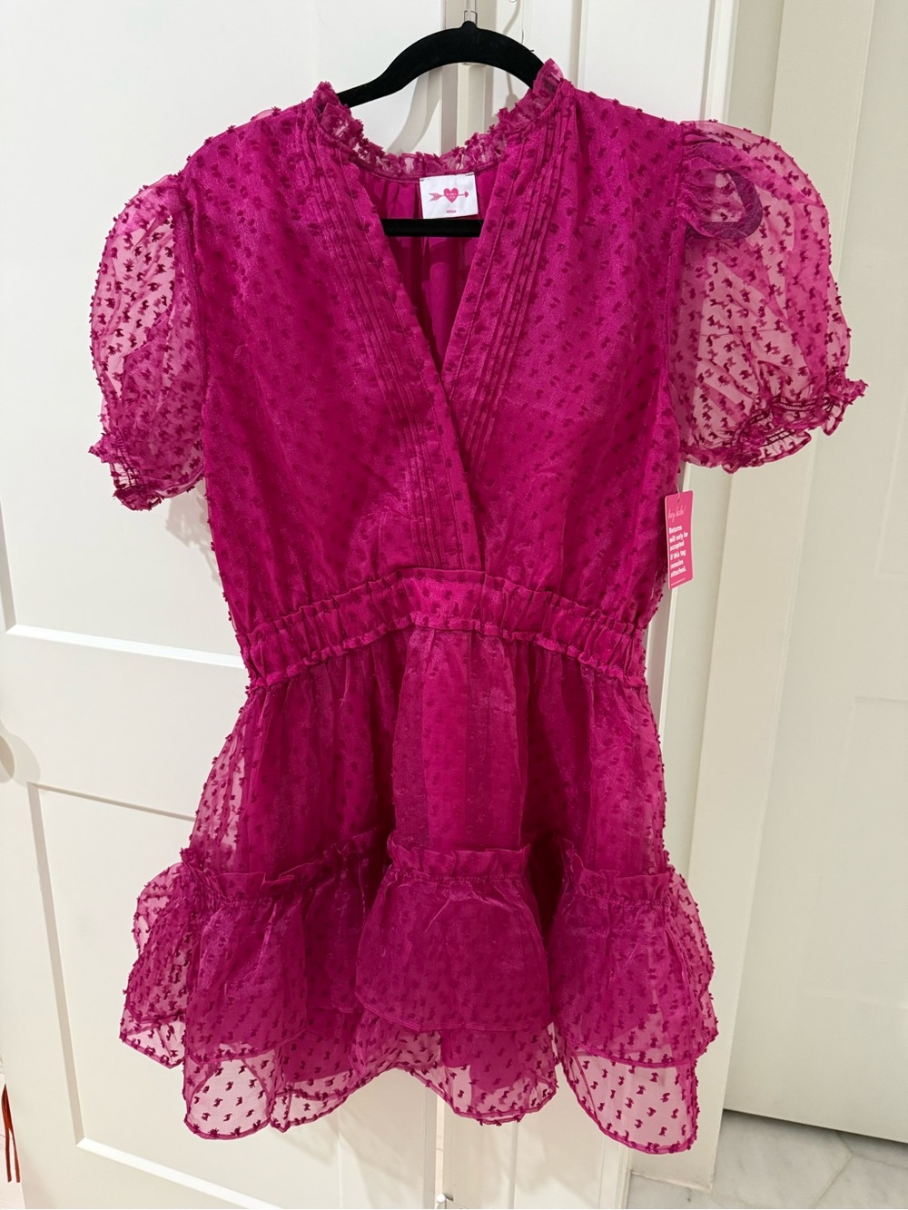 Buddy Love Vibrant Fuchsia Ruffled V-Neck Dress